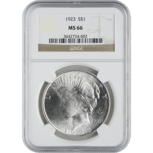 1921-1935 AMERICAN SILVER PEACE DOLLAR NGC66