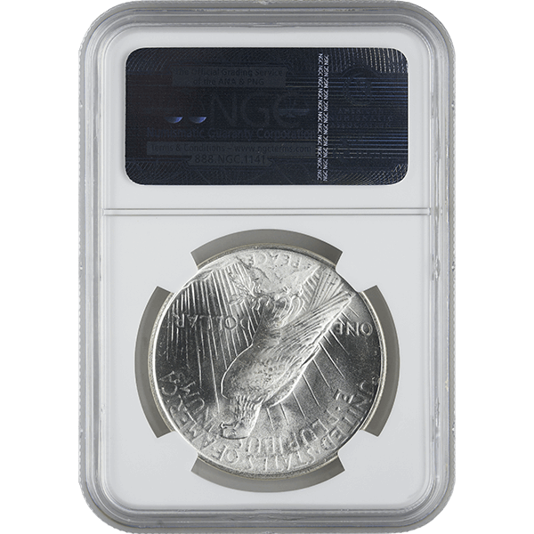 1921-1935 AMERICAN SILVER PEACE DOLLAR NGC66 - Image 2