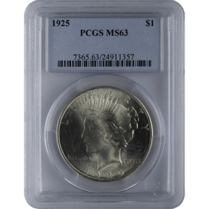 1921-1935 AMERICAN SILVER PEACE DOLLAR PCGS63