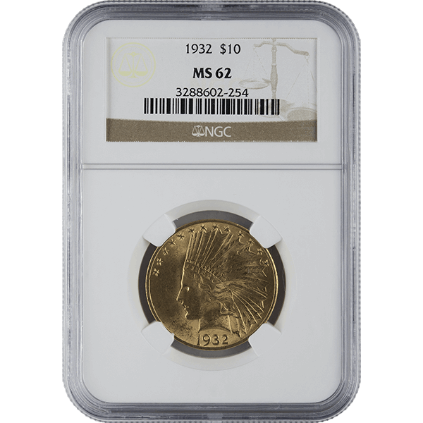 $10 U.S. GOLD INDIAN NGC62